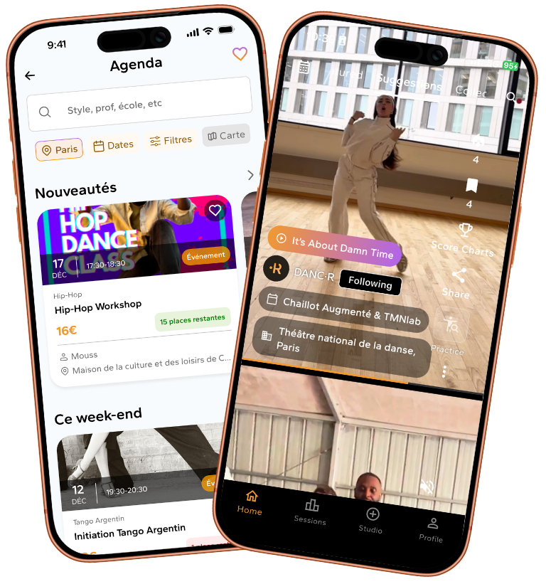 Le fil DANC·R et son bouton de partage, pour publier son score et sa vidéo